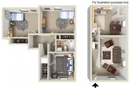 Floor plan for 3 beds, 1.5 baths, 1076 sqft